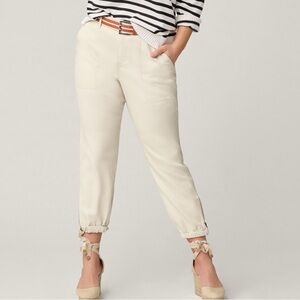 NWOT CABI Compass pant oyster (cream/khaki) zipper ankle jogger size 10 new
